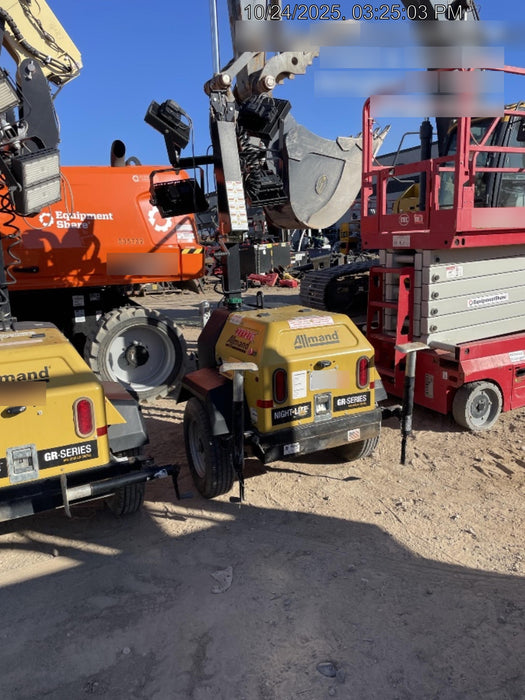 2022 Allmand NLV3GR (4) LED Light Fixture 350W, 23' Vertical Mast, 3kW Prime, Towable, ES Decals, T3