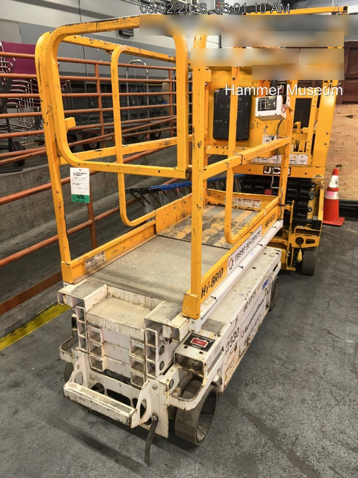 Custom Equipment HB-1430 <ul>
 <li>Hy-Brid Scissor Lift</li>
  <li>Platform capacity up to 670 lbs.</li>
  <li>Working height up to 20 ft</li>
  <li>Weighs under 1,700 lbs.</li>
  <li>Non-marking wheels </li>
</ul>