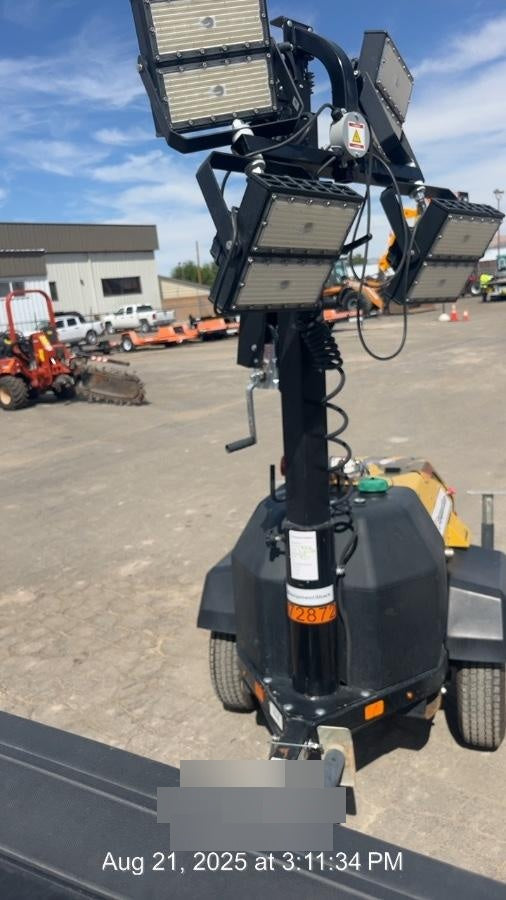 2021 Allmand NLV3GR (4) LED Light Fixture 350W, 23' Vertical Mast, 3kW Prime, Towable, Deep Sea L401, Leveling Jacks, Yanmar T4F 5.8hp