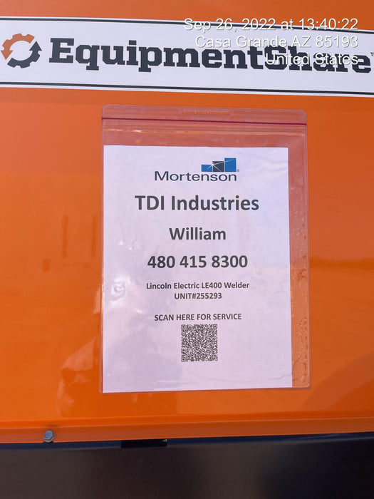 2022 Lincoln Electric LE400 Kubota V1505, Trlr, Cable Rack, Light Kit, ES Decals, T3