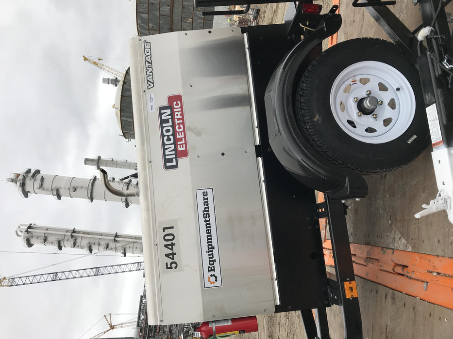 2019 Lincoln Electric Vantage 322 Welder Ready-Pak 3, Two wheel trailer, Fender and Light kit, Cable Rack