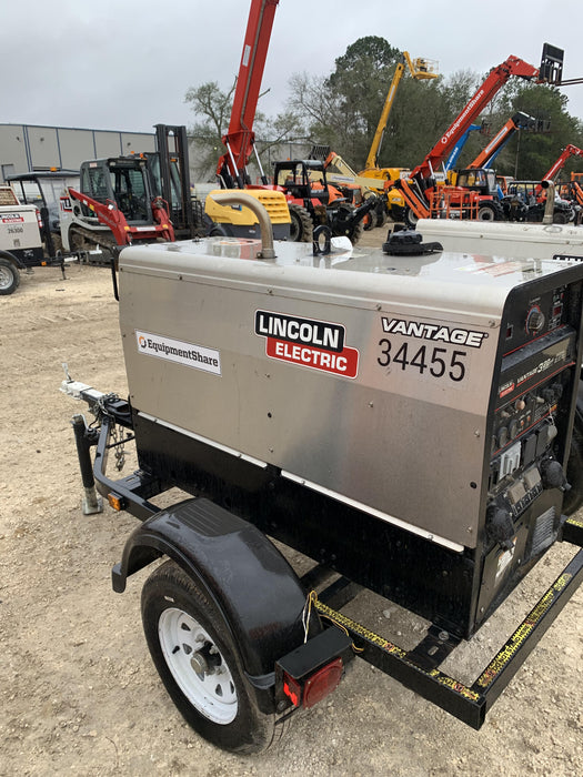 2019 Lincoln Electric Vantage 322 Welder Ready-Pak 3, Two wheel trailer, Fender and Light kit, Cable Rack