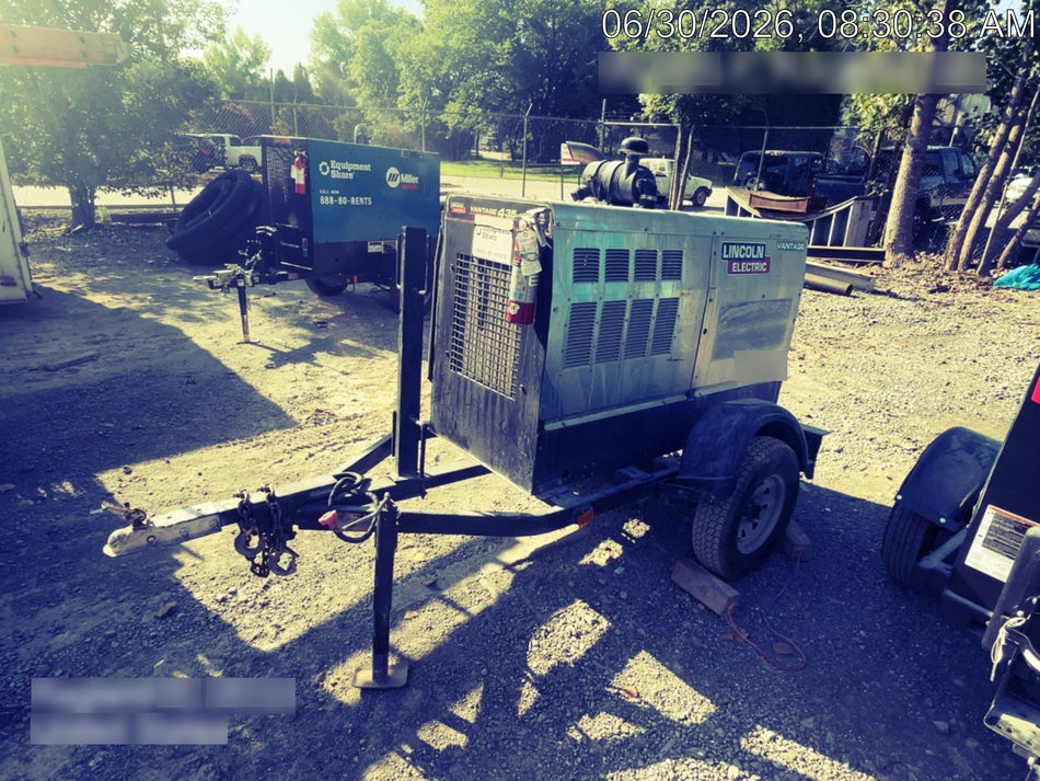 2018 Lincoln Electric Vantage 435 Lincoln Vantage 435 Welder Ready-Pak 3 w/Trailer, Fender/Light Kit, and Cable Rack