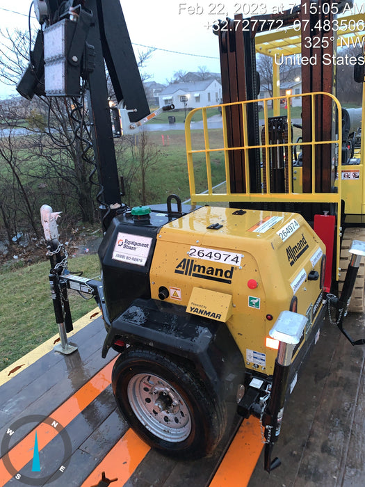 2022 Allmand NLV3GR (4) LED Light Fixture 350W, 23' Vertical Mast, 3kW Prime, Towable, ES Decals, T3