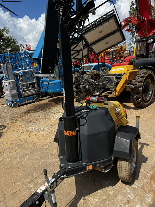 2021 Allmand NLV3GR (4) LED Light Fixture 350W, 23' Vertical Mast, 3kW Prime, Towable, Deep Sea L401, Leveling Jacks, Yanmar T4F 5.8hp