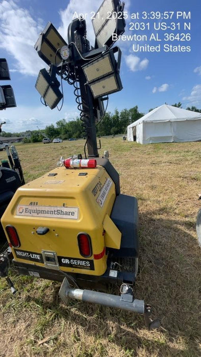 2022 Allmand NLV3GR (4) LED Light Fixture 350W, 23' Vertical Mast, 3kW Prime, Towable, Deep Sea L401, Leveling Jacks, Yanmar T4F 5.8hp