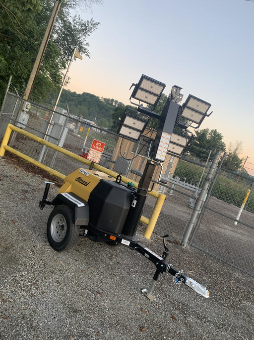 2022 Allmand NLV3GR (4) LED Light Fixture 350W, 23' Vertical Mast, 3kW Prime, Towable, Deep Sea L401, Leveling Jacks, Yanmar T4F 5.8hp