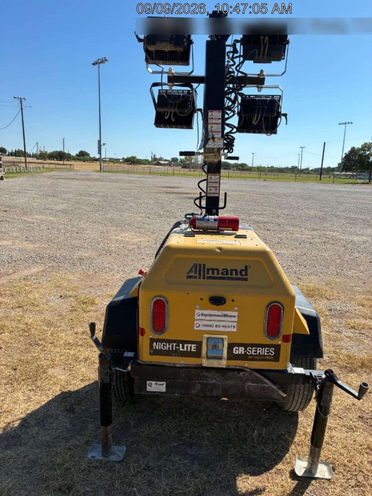 2022 Allmand NLV3GR (4) LED Light Fixture 350W, 23' Vertical Mast, 3kW Prime, Towable, Deep Sea L401, Leveling Jacks, Yanmar T4F 5.8hp