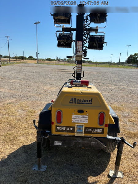 2022 Allmand NLV3GR (4) LED Light Fixture 350W, 23' Vertical Mast, 3kW Prime, Towable, Deep Sea L401, Leveling Jacks, Yanmar T4F 5.8hp