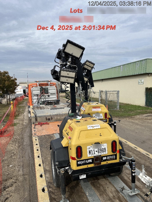 2022 Allmand NLV3GR (4) LED Light Fixture 350W, 23' Vertical Mast, 3kW Prime, Towable, Deep Sea L401, Leveling Jacks, Yanmar T4F 5.8hp