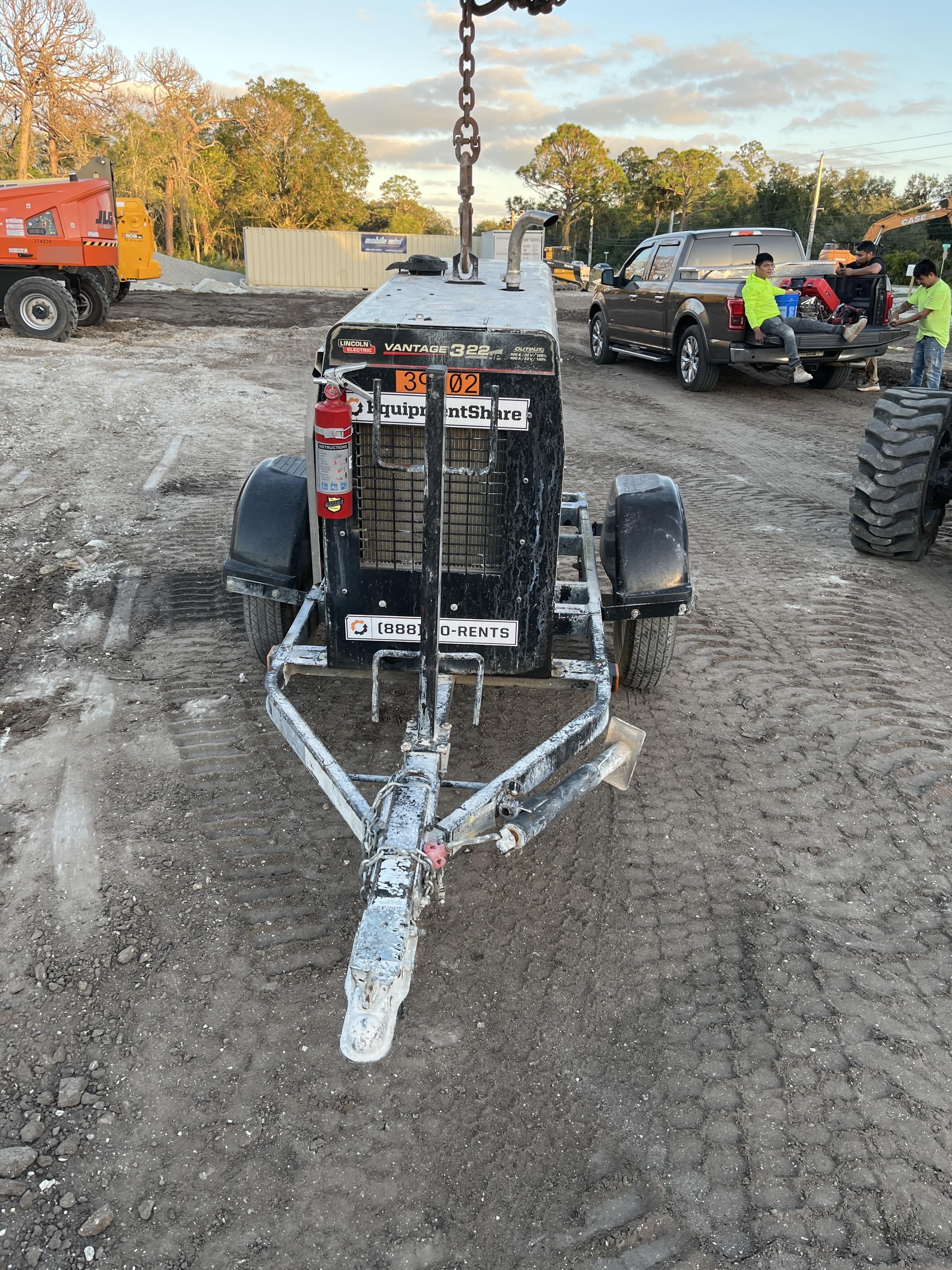 2019 Lincoln Electric Vantage 322 Welder Ready-Pak 3, Two wheel trailer, Fender and Light kit, Cable Rack