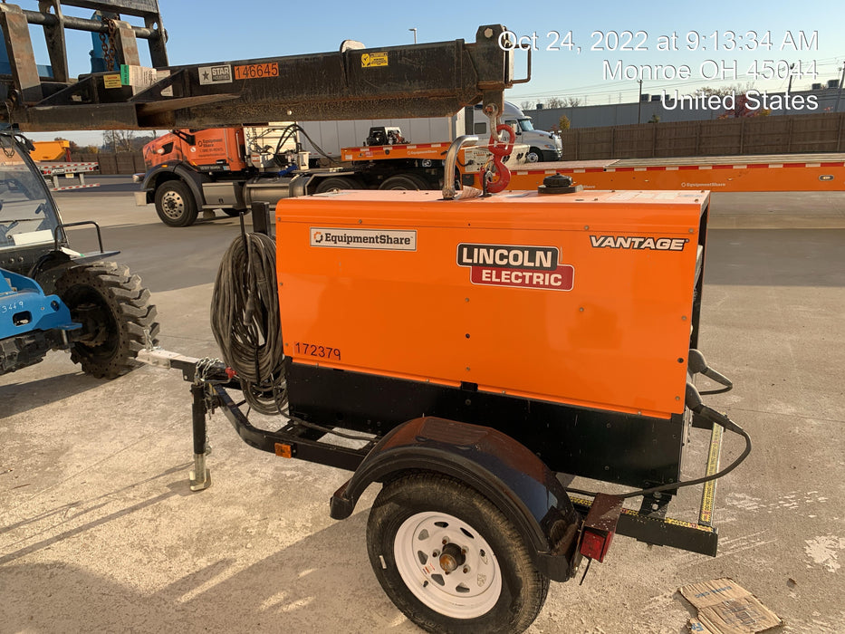 2021 Lincoln Electric Vantage 322 Vantage 322 Ready Pak 3 w/ Decals, ORANGE (includes trailer, cable rack, fender light kit) NO Telematics