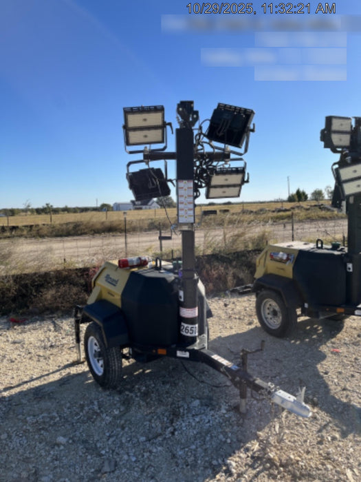 2022 Allmand NLV3GR (4) LED Light Fixture 350W, 23' Vertical Mast, 3kW Prime, Towable, ES Decals, T3