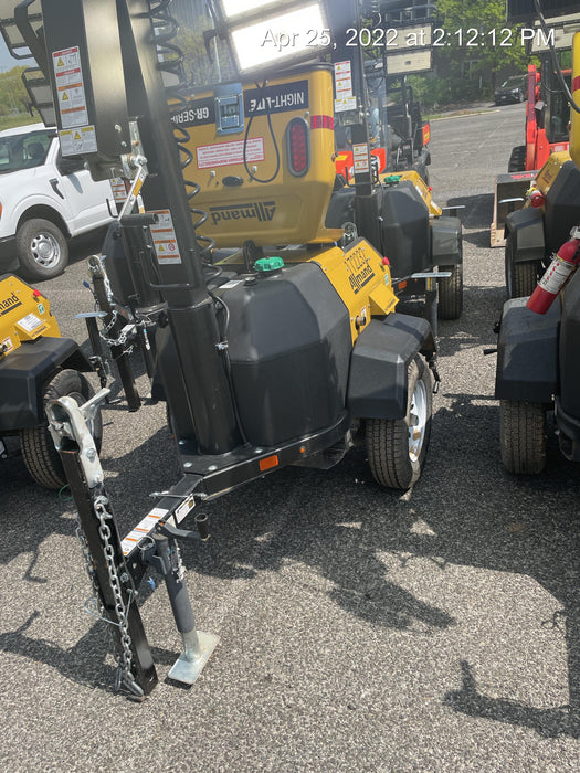 2021 Allmand NLV3GR (4) LED Light Fixture 350W, 23' Vertical Mast, 3kW Prime, Towable, Deep Sea L401, Leveling Jacks, Yanmar T4F 5.8hp