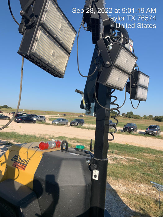 2022 Allmand NLV3GR (4) LED Light Fixture 350W, 23' Vertical Mast, 3kW Prime, Towable, Deep Sea L401, Leveling Jacks, Yanmar T4F 5.8hp