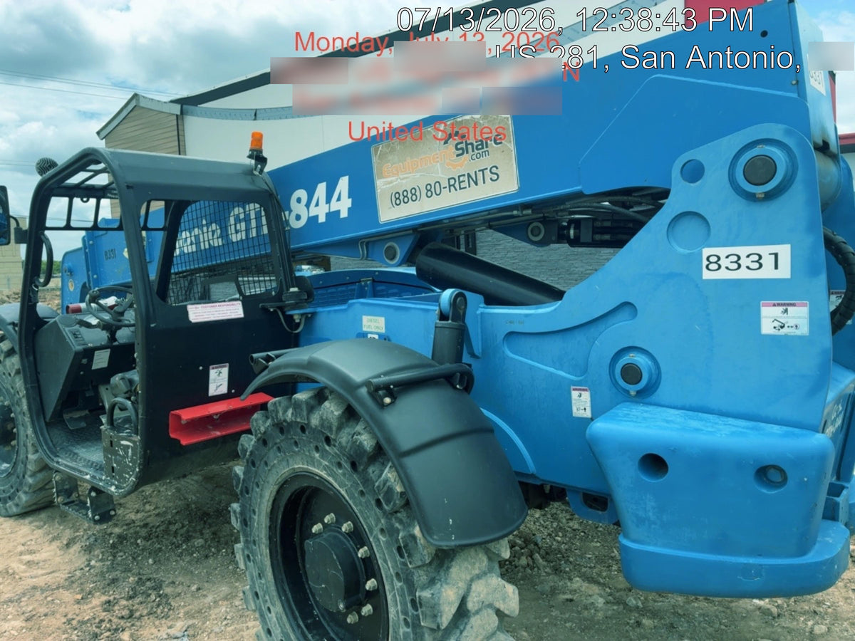 2018 Genie GTH-844 Genie GTH-844D w/Open ROPS, Solid Tires, Work Light/Beacon, 60" Carriage and Forks