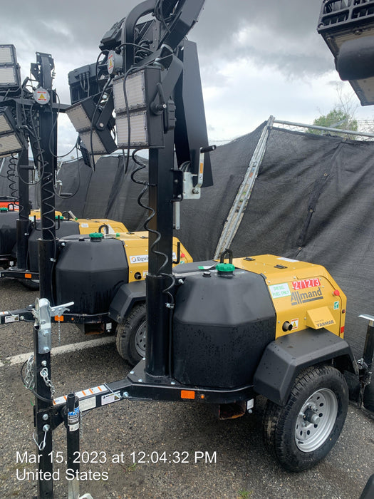 2022 Allmand NLV3GR (4) LED Light Fixture 350W, 23' Vertical Mast, 3kW Prime, Towable, ES Decals, T3