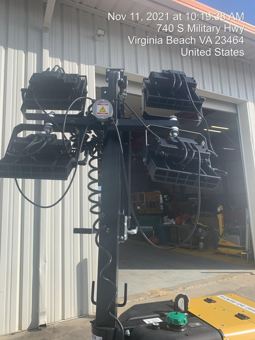 2021 Allmand NLV3GR (4) LED Light Fixture 350W, 23' Vertical Mast, 3kW Prime, Towable, Deep Sea L401, Leveling Jacks, Yanmar T4F 5.8hp