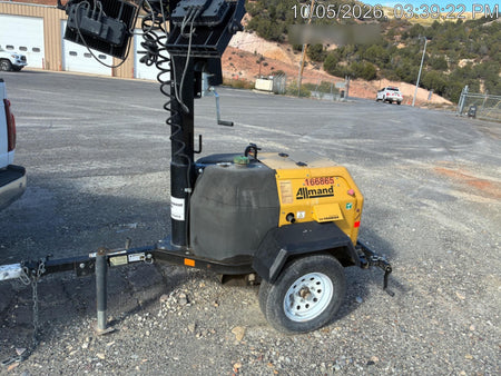 2021 Allmand NLV3GR (4) LED Light Fixture 350W, 23' Vertical Mast, 3kW Prime, Towable, Deep Sea L401, Leveling Jacks, Yanmar T4F 5.8hp