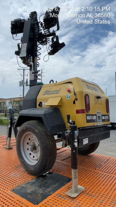 2022 Allmand NLV3GR (4) LED Light Fixture 350W, 23' Vertical Mast, 3kW Prime, Towable, Deep Sea L401, Leveling Jacks, Yanmar T4F 5.8hp