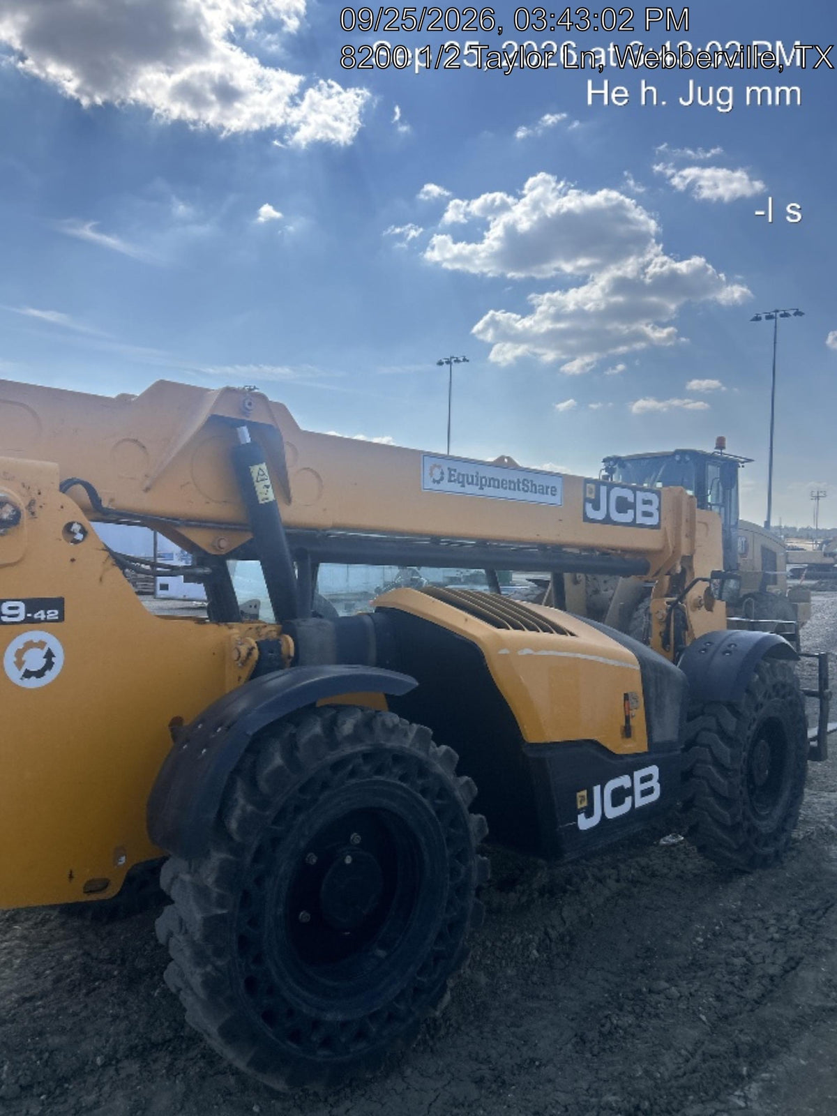 2019 JCB 509-42 74 HP w/Open ROPS, Beacon, Aux Hydraulics, LED Work lights, Solid Tires w/66" Carriage/60" Forks