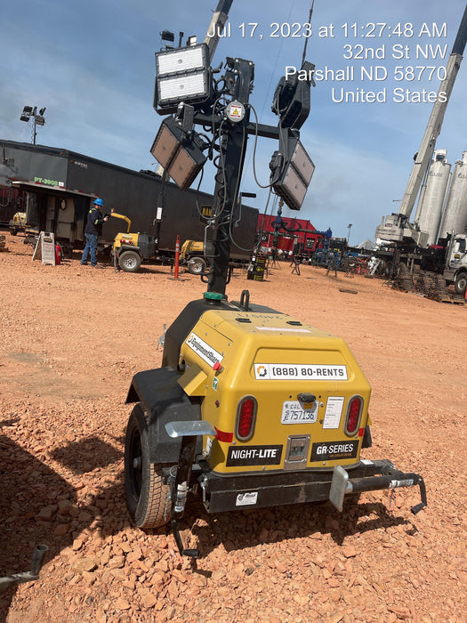 2022 Allmand NLV3GR (4) LED Light Fixture 350W, 23' Vertical Mast, 3kW Prime, Towable, Deep Sea L401, Leveling Jacks, Yanmar T4F 5.8hp