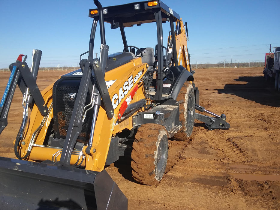 2019 Case 580N EP Canopy, 4WD, 1-Way Aux Hydraulics, Pilot Controls, Ride Control and Loader Aux Hydraulics, 900 LB. Front CWT, 82" HD LONG LIP (1 CU. YD.) W/BOCE AND LIFT EYES, FLIP OVER/STABILIZER PADS COMB