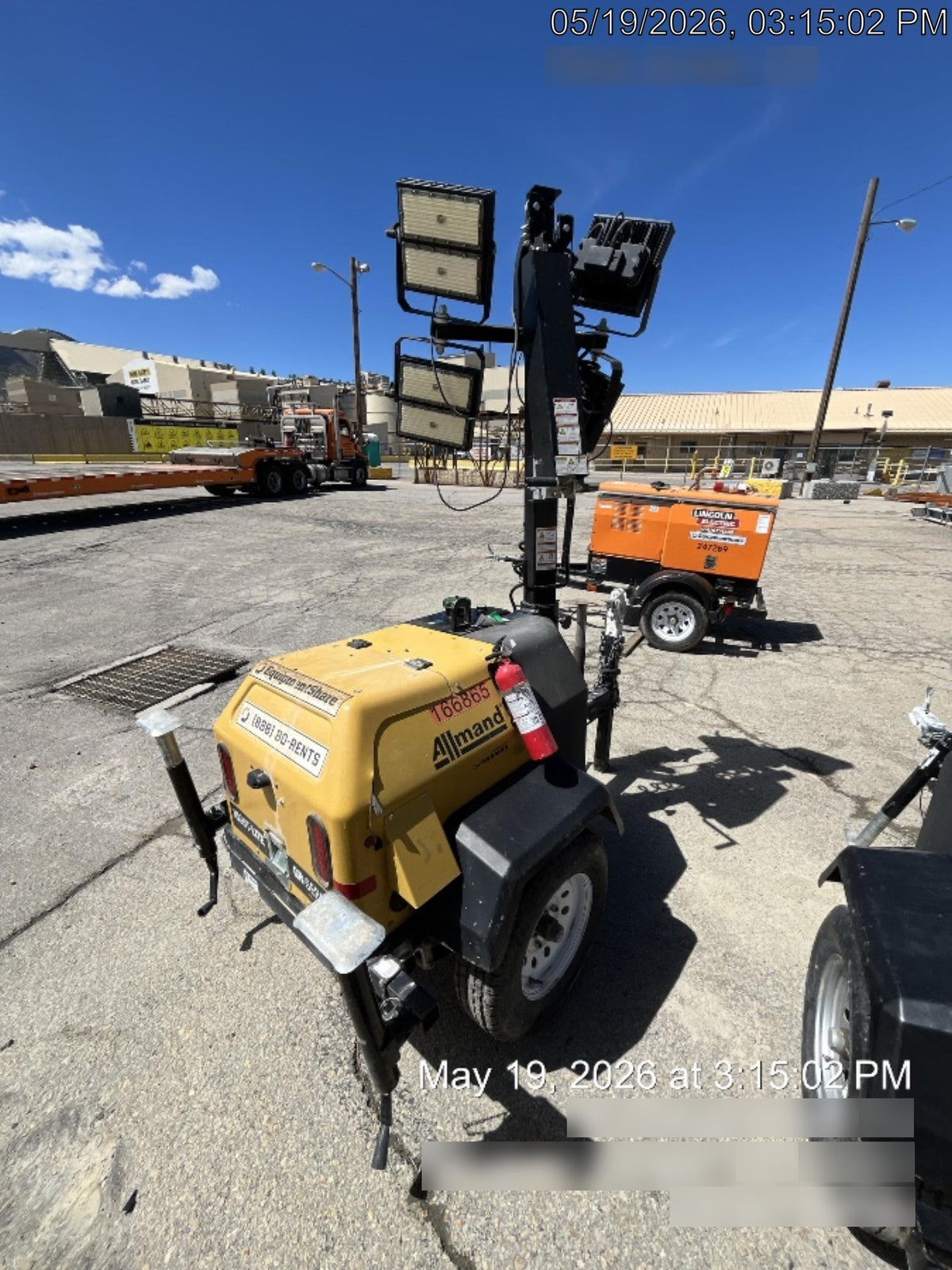 2021 Allmand NLV3GR (4) LED Light Fixture 350W, 23' Vertical Mast, 3kW Prime, Towable, Deep Sea L401, Leveling Jacks, Yanmar T4F 5.8hp