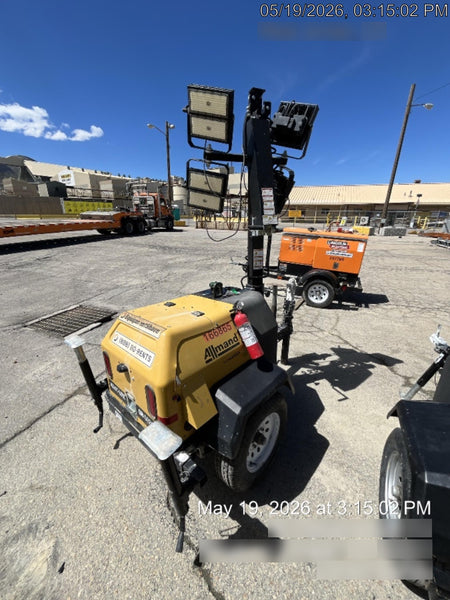 2021 Allmand NLV3GR (4) LED Light Fixture 350W, 23' Vertical Mast, 3kW Prime, Towable, Deep Sea L401, Leveling Jacks, Yanmar T4F 5.8hp
