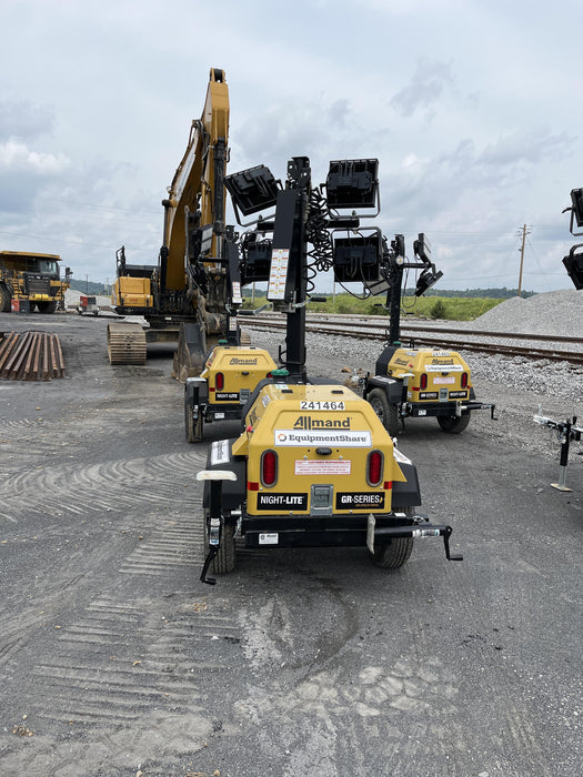 2022 Allmand NLV3GR (4) LED Light Fixture 350W, 23' Vertical Mast, 3kW Prime, Towable, Deep Sea L401, Leveling Jacks, Yanmar T4F 5.8hp