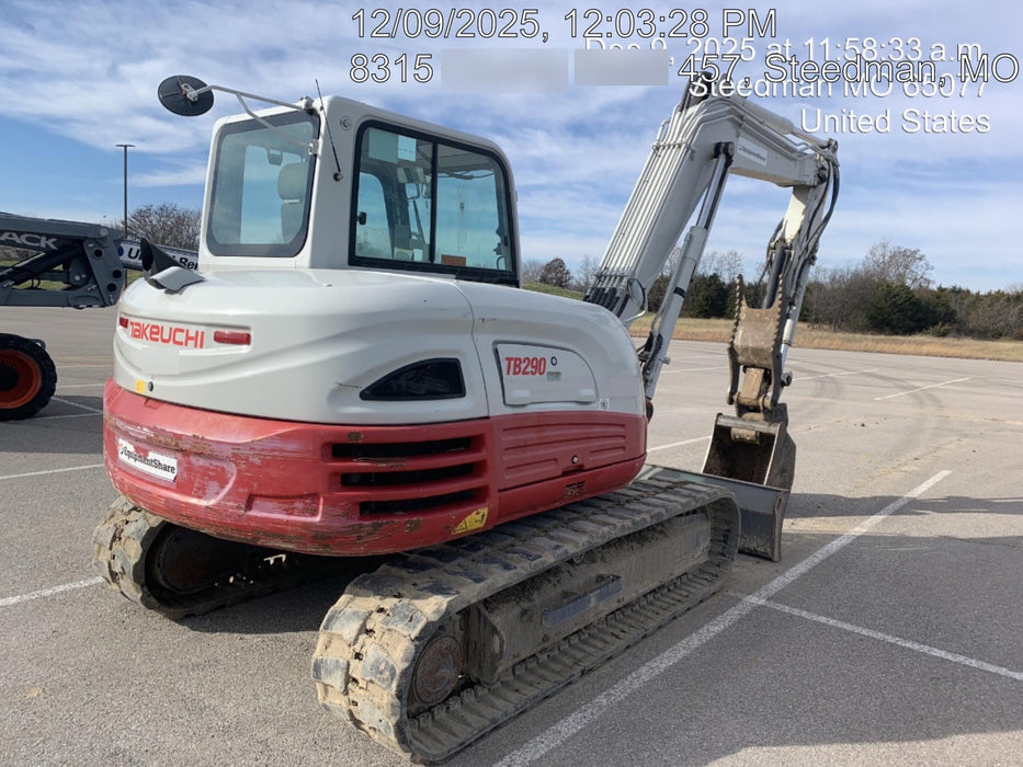 2019 Takeuchi TB290 Takeuchi TB290 Cab/Heat/AC w/Rubber Tracks, Auxiliary Hydraulics, Dozer Blade, Manual QC, 18/24/36" Buckets, Hydraulic Thumb Installed