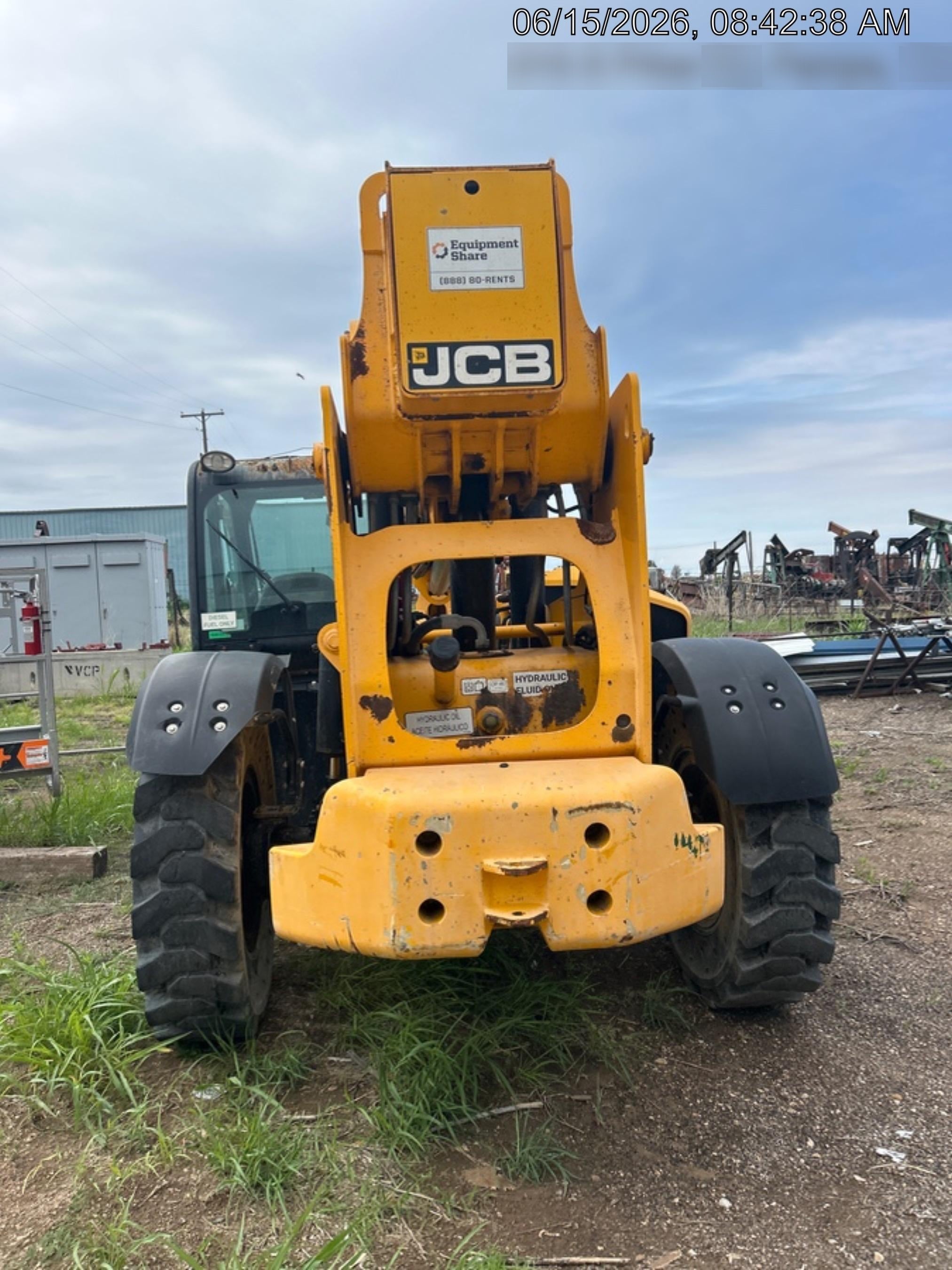 2019 JCB 512-56 Enclosed Cab, 109 HP, Solid Tires, Worklights, Beacon, Aux Hydraulics, Lifting Eye w/60" Carriage/60" Forks