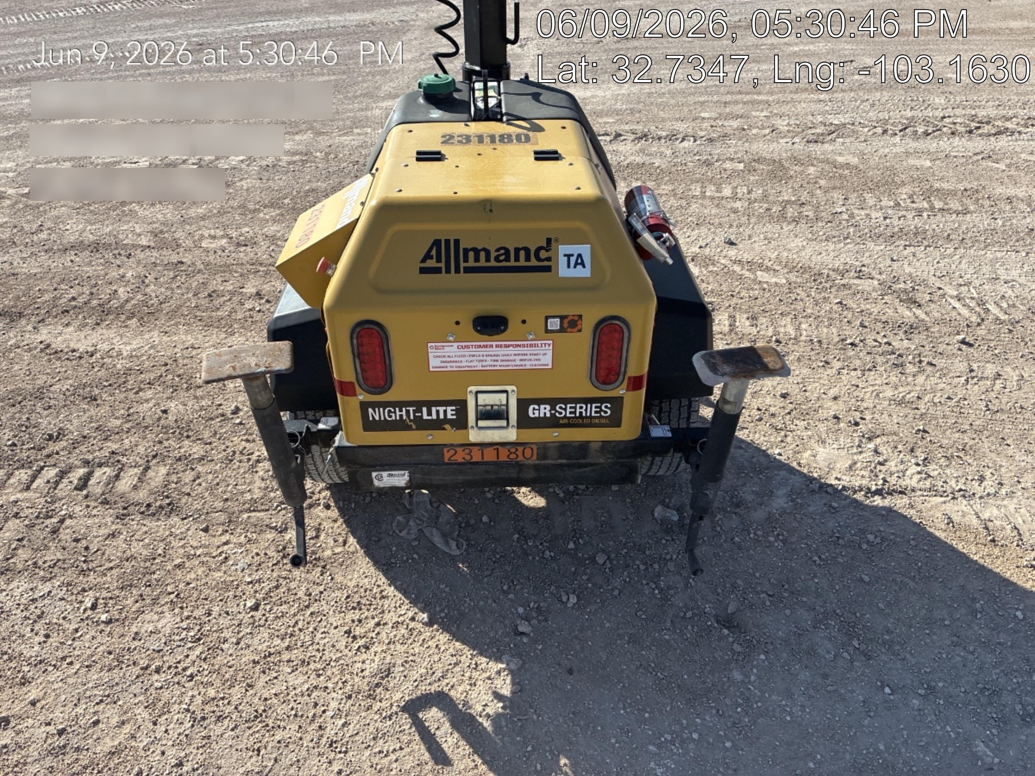 2022 Allmand NLV3GR (4) LED Light Fixture 350W, 23' Vertical Mast, 3kW Prime, Towable, Deep Sea L401, Leveling Jacks, Yanmar T4F 5.8hp