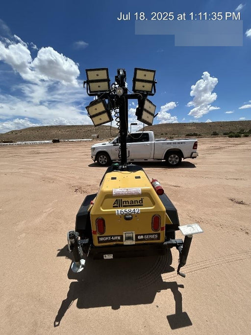 2021 Allmand NLV3GR (4) LED Light Fixture 350W, 23' Vertical Mast, 3kW Prime, Towable, Deep Sea L401, Leveling Jacks, Yanmar T4F 5.8hp