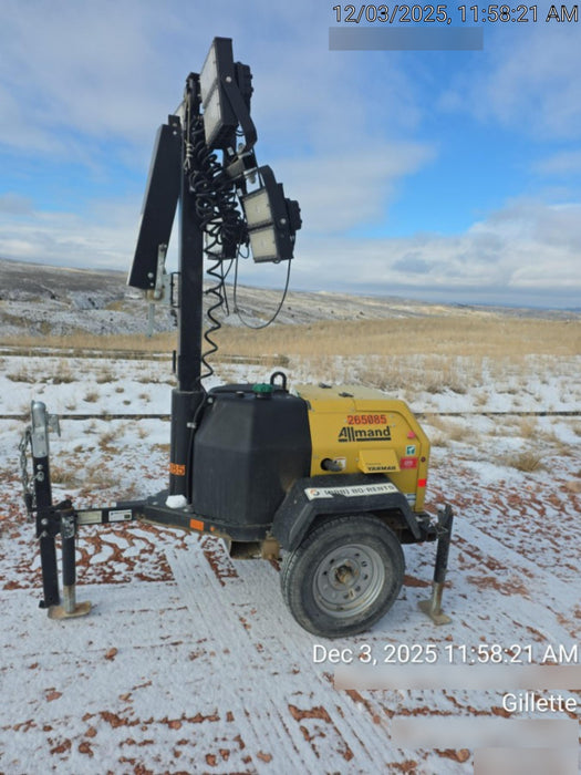 2022 Allmand NLV3GR (4) LED Light Fixture 350W, 23' Vertical Mast, 3kW Prime, Towable, ES Decals, T3