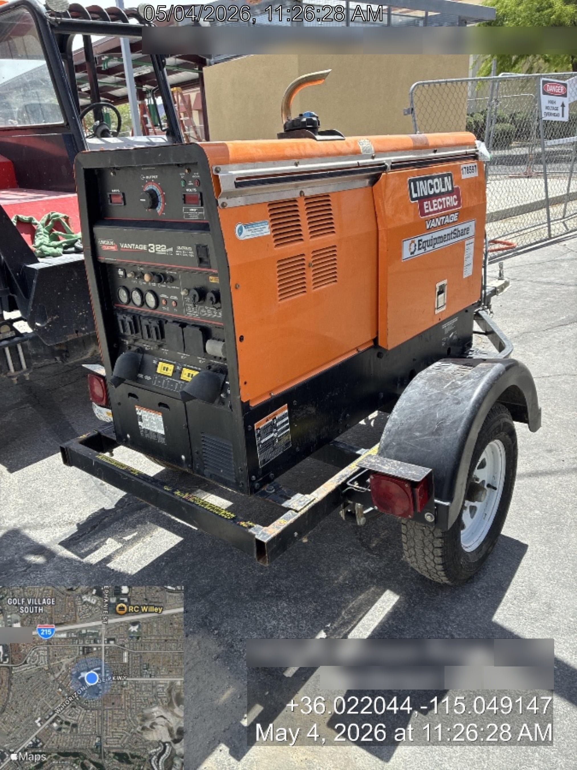 2021 Lincoln Electric Vantage 322 Vantage 322 Ready Pak 3 w/ Decals, ORANGE (includes trailer, cable rack, fender light kit) NO Telematics