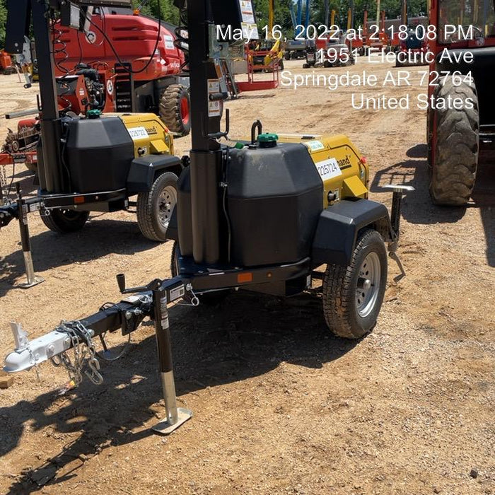 2022 Allmand NLV3GR (4) LED Light Fixture 350W, 23' Vertical Mast, 3kW Prime, Towable, Deep Sea L401, Leveling Jacks, Yanmar T4F 5.8hp