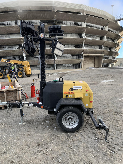 2020 Allmand NLV3GR (4) LED Light Fixture 350W, 23' Vertical Mast, 3kW Prime, Towable, Deep Sea L401, Leveling Jacks, Yanmar T4F 5.8hp