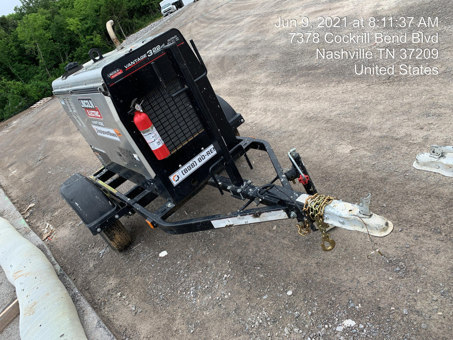 2019 Lincoln Electric Vantage 322 Ready-Pak 3, Two Wheel Trailer, Fender and Light Kit, Cable Rack