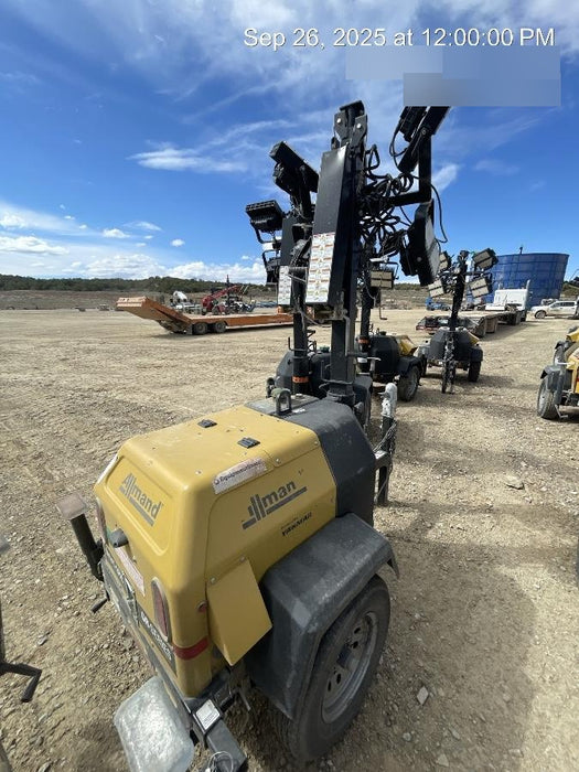 2022 Allmand NLV3GR (4) LED Light Fixture 350W, 23' Vertical Mast, 3kW Prime, Towable, ES Decals, T3