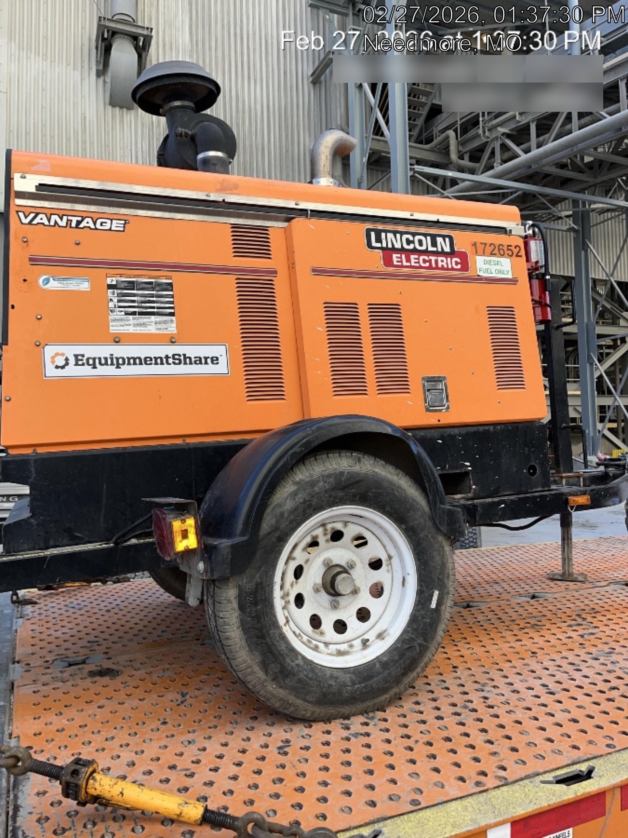 2021 Lincoln Electric Vantage 549X Ready Pak 3, ORANGE (includes trailer, cable rack, fender light kit)
