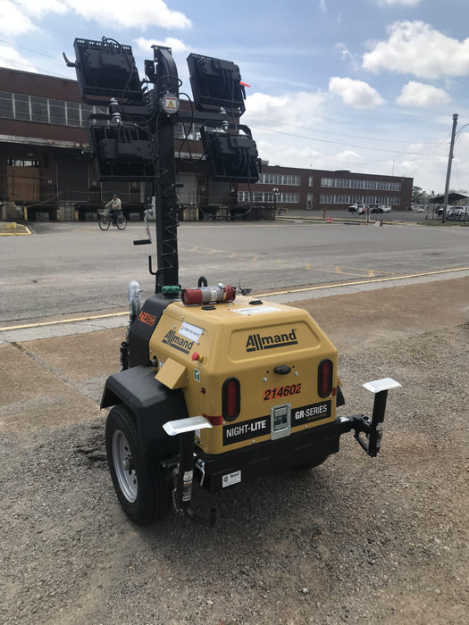 2022 Allmand NLV3GR (4) LED Light Fixture 350W, 23' Vertical Mast, 3kW Prime, Towable, Deep Sea L401, Leveling Jacks, Yanmar T4F 5.8hp