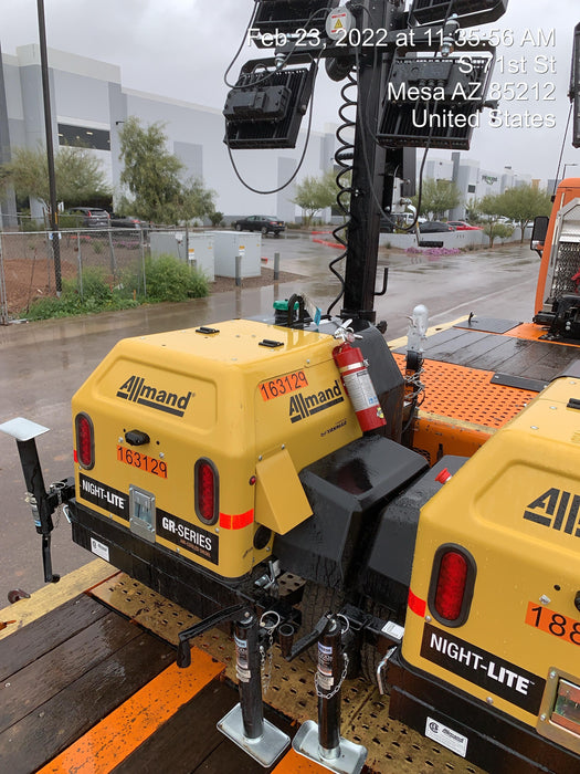 2021 Allmand NLV3GR (4) LED Light Fixture 350W, 23' Vertical Mast, 3kW Prime, Towable, Deep Sea L401, Leveling Jacks, Yanmar T4F 5.8hp