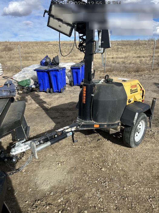 2021 Allmand NLV3GR (4) LED Light Fixture 350W, 23' Vertical Mast, 3kW Prime, Towable, Deep Sea L401, Leveling Jacks, Yanmar T4F 5.8hp