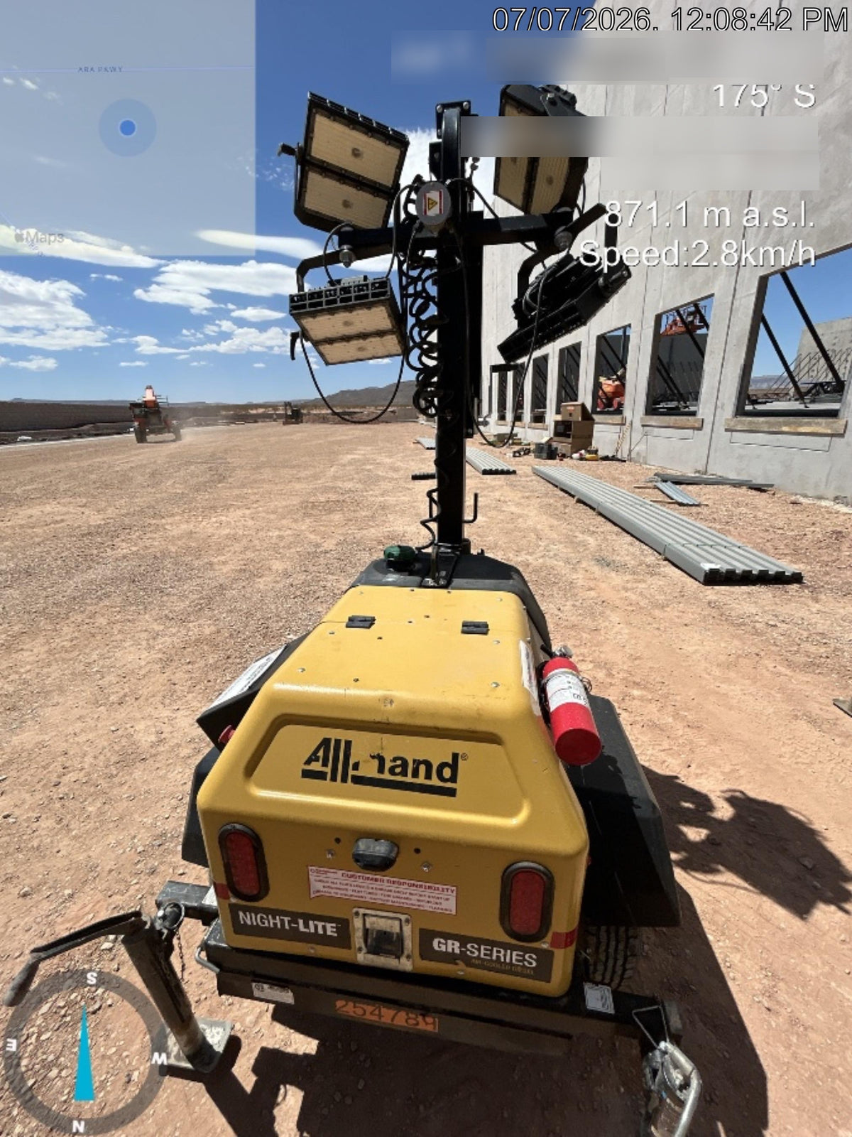 2022 Allmand NLV3GR (4) LED Light Fixture 350W, 23' Vertical Mast, 3kW Prime, Towable, Deep Sea L401, Leveling Jacks, Yanmar T4F 5.8hp