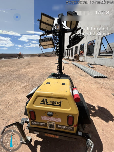 2022 Allmand NLV3GR (4) LED Light Fixture 350W, 23' Vertical Mast, 3kW Prime, Towable, Deep Sea L401, Leveling Jacks, Yanmar T4F 5.8hp