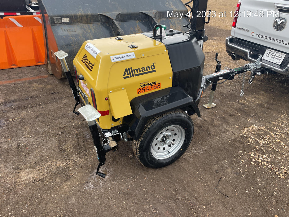 2022 Allmand NLV3GR (4) LED Light Fixture 350W, 23' Vertical Mast, 3kW Prime, Towable, ES Decals, T3