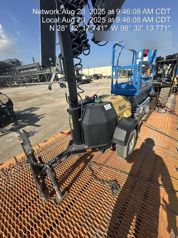 2022 Allmand NLV3GR (4) LED Light Fixture 350W, 23' Vertical Mast, 3kW Prime, Towable, Deep Sea L401, Leveling Jacks, Yanmar T4F 5.8hp