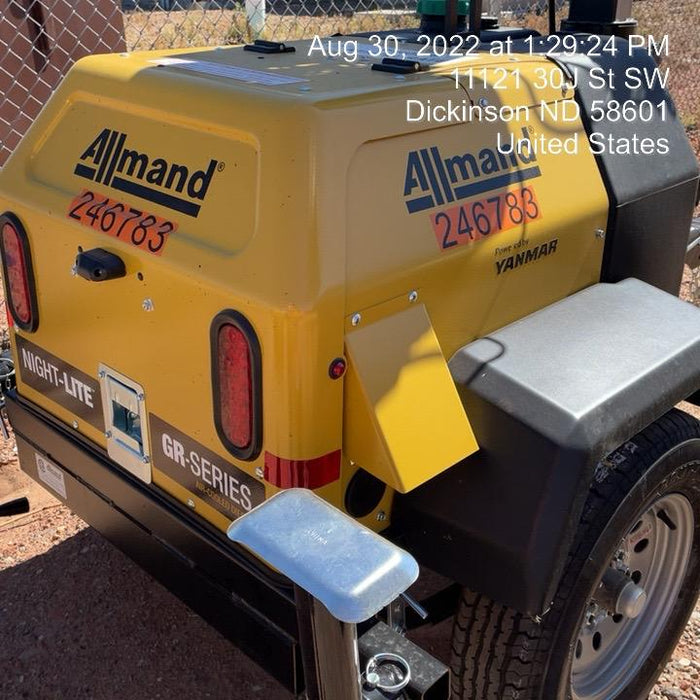 2022 Allmand NLV3GR (4) LED Light Fixture 350W, 23' Vertical Mast, 3kW Prime, Towable, ES Decals, T3