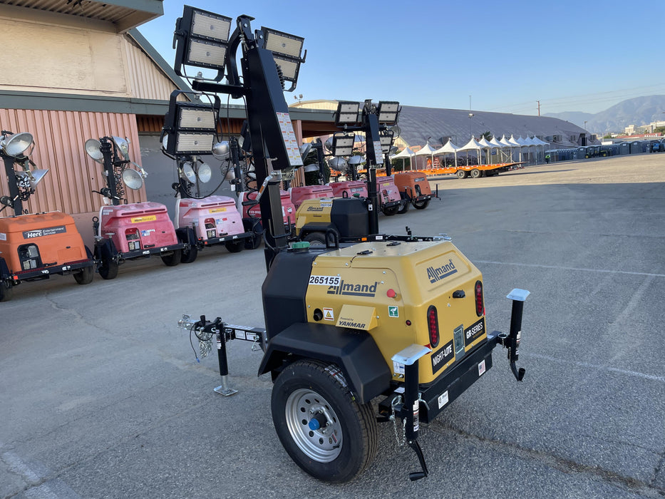 2022 Allmand NLV3GR (4) LED Light Fixture 350W, 23' Vertical Mast, 3kW Prime, Towable, ES Decals, T3